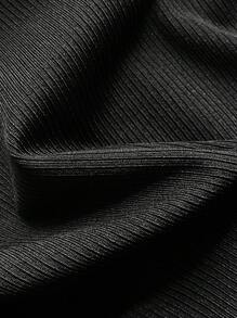 SHEIN PETITE Women's Autumn Cropped Leopard Print Patchwork Layered Ruffle Trim Fitted Mini Dress - Black and White - View 9