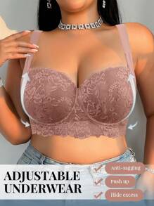 DesireSculpt 1 pieza Sujetador de lencería con aros de apoyo y elevación push-up, sin costuras, cómodo y con talla grande