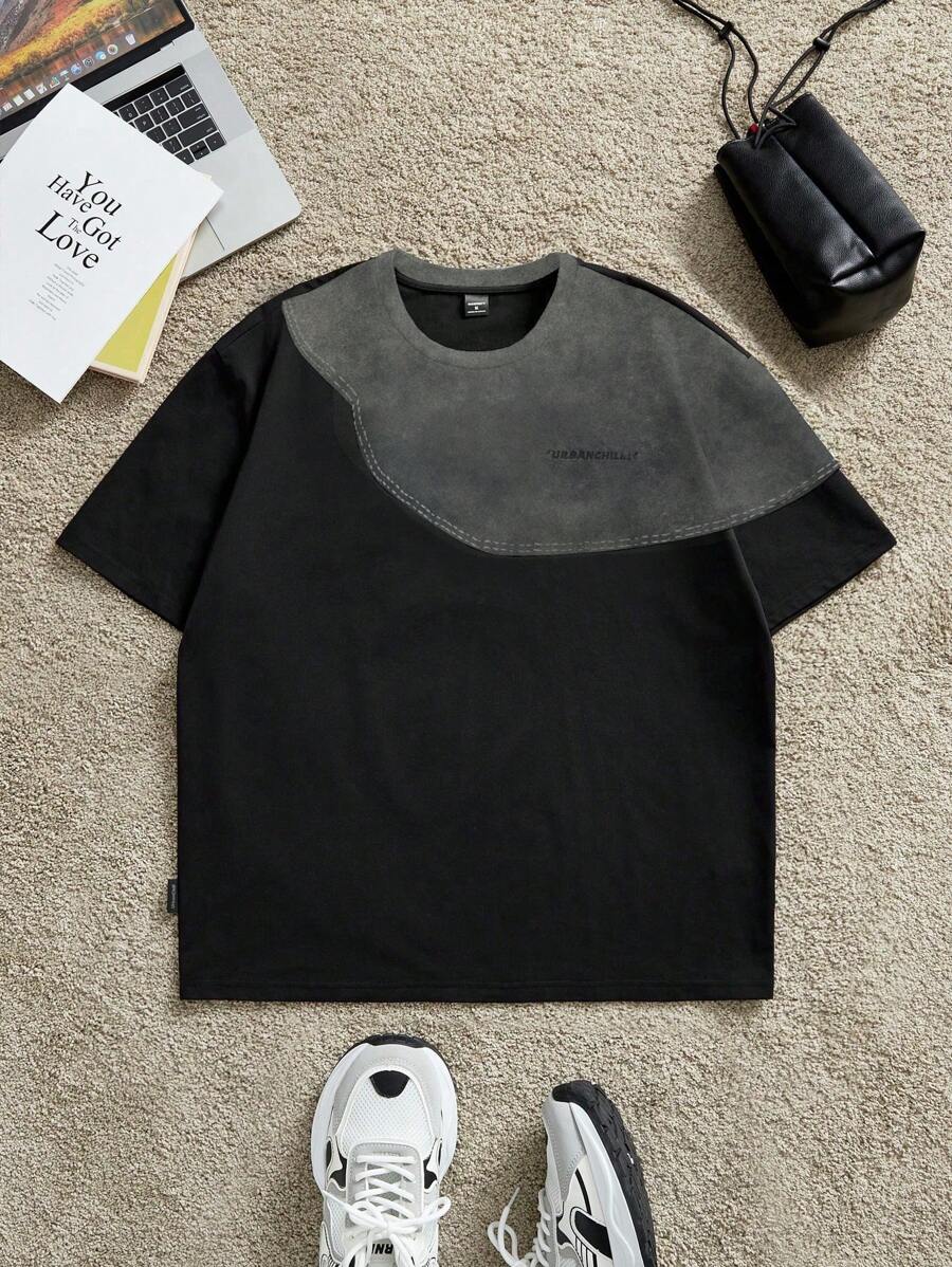 Manfinity VCAY Men's Casual Contrast Color Patchwork Short Sleeve T-Shirt, Summer - Multicolor - View 1