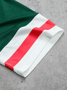 PAVTROS 男士字母印花 V 领短袖休闲 T 恤 - 綠色 - 查看 4