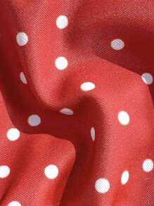 Soleia Summer Outfits For Women,Swim Suits For Women,Vacation Outfits Woman,Beach Outfits For Woman,Beachwear,Women's Red And White Polka Dot Print Contrast Tie Beach Bikini Top With Bow Embellishment - Apricot - View 6