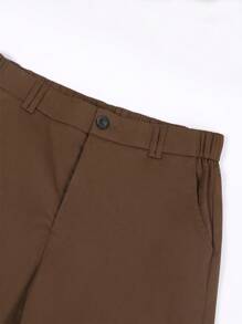 Manfinity Homme Men's Casual Solid Color Shorts For Summer Men Summer Clothes Men Shorts Shorts For Men Summer Clothes Men Men Shorts - Coffee Brown - View 5