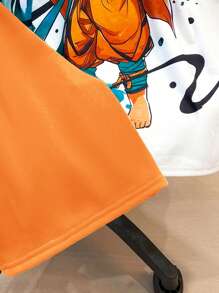 SHEIN Leap Crew 2pcs/Set Tween Boy Streetwear Casual Graffiti & Cartoon Character Print Short Sleeve Round Neck T-Shirt And Elastic Waist Shorts Set, Suitable For Autumn, Spring, Summer, Outdoor, School, Street, Party And Home Leisure - Orange - View 7