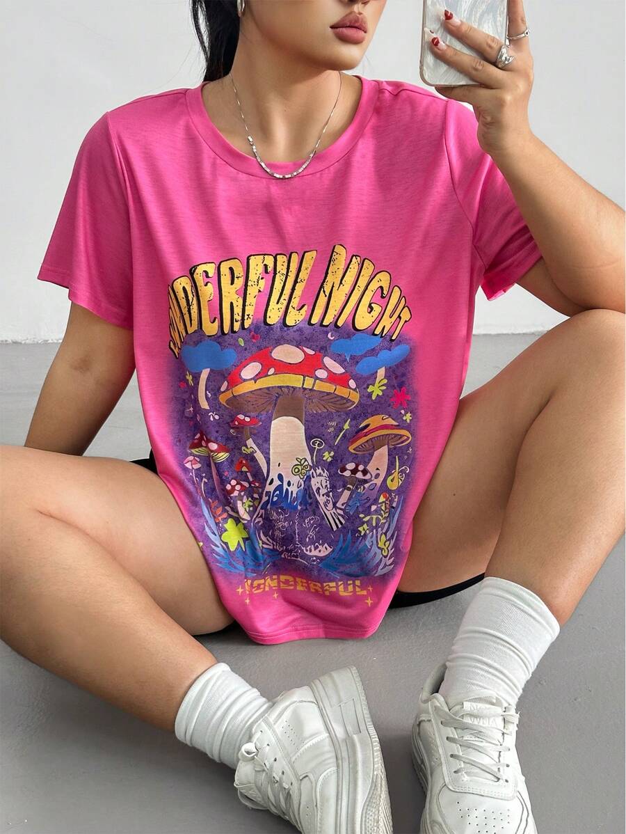 Flirla 大码女式扎染图案圆领短袖休闲宽松 T 恤图案 T 恤女式上衣