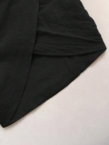Travachic 女款黑色夏季性感時尚露背掛脖上衣，休閒純色派對上衣，適合夜生活、度假、海灘、音樂節、波希米亞風度假，優雅上衣 - 黑色 - 查看 3