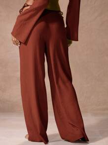 MUSERA Mid Rise Adjustable Tie Side Cover Up Beach Trousers Only Vacation Summer Elegant - Burnt Orange - View 3