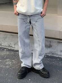 DAZY Men's Spring Casual Washed Light Blue Denim Jeans - Blue - View 3