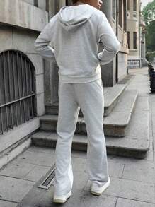 PAVTROS Manfinity Streetrush Men's Character Print Zipper Hoodie And Pants 2 Pieces Set - Grey - View 2