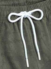 Manfinity Men's Tie Dye Printed Drawstring Waist Beach Shorts - Green - View 4