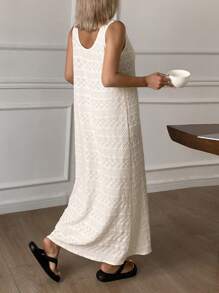 DAZY Bohemian Style Sleeveless Jacquard Dress, Women's Leisure Dress, Moo Moo Pajama - White - View 2