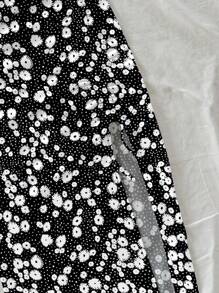 Soleia Women Casual Vacation Camisole Tank Top And Ditsy Floral High Slit Drawstring Tie-Front Skirt 2 Pieces Set, Suitable For Summer,Summer Sets Suitable For Going Out - Multicolor - View 5