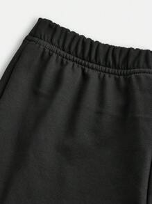 SHEIN EZwear مجموعة بلوزة تي شيرت قصيرة الأكمام مطبوعة مع فيونكة وبنطلون رحب للنساء في الصيف ، مجموعة كاجوال