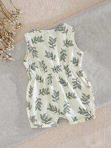 Cozy Pixies Baby Boy Floral Pattern Knit Soft Crew Neck Sleeveless Romper Shorts, Casual & Versatile - Multicolor - View 2