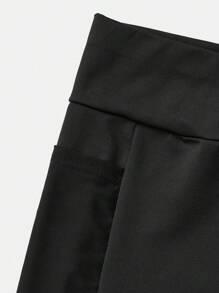 SHEIN 2pcs Tween Girls Slim Fit Casual Comfortable Trackpants Sets, Black - Black - View 5