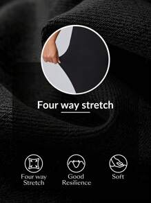 SHEIN Essnce Plus Size Women Simple Solid Color Slim Fit Stretchy Knit Casual Jeans - Black - View 9