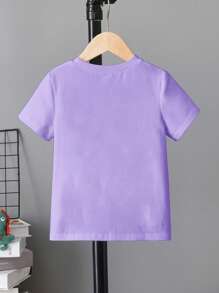 Young Girl "Promoted To Big Sister 2025" Print Round Neck Short Sleeve Purple T-Shirt Young Girls T Shirt Big Sister Toddler - Mauve Purple - View 3