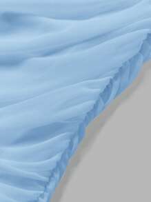 SHEIN EZwear 2pcs/Set Ruffle Double Layer Sheer Bodycon Mini Skirt - Blue - View 6