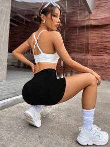 Easithlete Quần short thể thao dành cho người đi xe đạp cạp rộng Quần short co giãn - màu đen - Xem 3