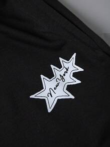 SHEIN Explorewe Casual Teen Boys Plain & Star Print Letter Graphic Long Pants, Versatile For Indoor, Outdoor, SpringSummerFallWinter - Black - View 7