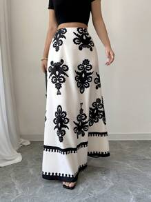 SHEIN Unity Women All Over Print Casual Skirt Maxi Women Fall Cloth For Women - Apricot - View 3