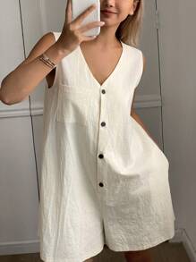 Livesso Mono sin mangas minimalista para mujer, estilo corto de ropa de estar en casa