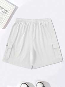 Manfinity LEGND Men's Solid Color Casual Cargo Pants, Stylish For Summer, Men Shorts - White - View 2