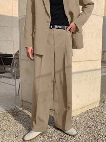 DAZY Men's Solid Khaki Suit Set, Spring Business Attire