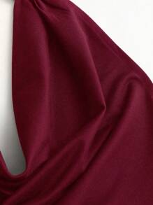 Sweetra Mini-rochie drapeată pe gât, fără spate, în talie, slim fit, bodycon, fără mâneci, sexy, neagră