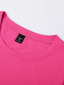 Manfinity Homme Men's Casual Cross Print Slogan Short Sleeve T-Shirt, Summer - Watermelon Pink - View 4