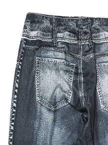 INAWLY Women's High Waisted Casual Versatile Denim Effect Printed Leggings Fall Cloth For Women - Dark Wash - View 5