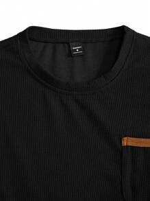 Manfinity Homme Conjunto de 3 camisetas casuales de manga corta con bolsillo y bloqueo de color para hombre, camisetas casuales de verano para hombres