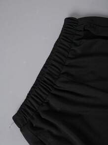 SHEIN Explorewe Casual Teen Boys Plain & Star Print Letter Graphic Long Pants, Versatile For Indoor, Outdoor, SpringSummerFallWinter - Black - View 8