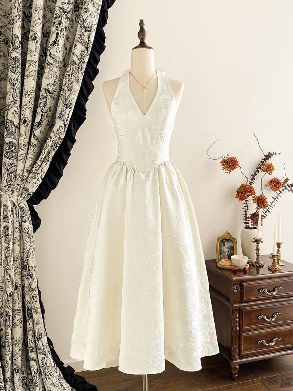Vintamour Vintage Elegant Women's Dress Jacquard Halter Neck Bowknot Holiday Summer Outfits For Women Summer Dresses For Women Prom Dress White Dress Easter Dress Women White Dresses For Women Spring Outfits For Women Spring Dresses For Women Summer Clothes Vacation Outfits Woman Wedding Guest Dress Women Vacation Outfits Women Dresses For Women Summer Sun Dresses For Women Formal Dresses For Women Elegant Corset Graduation Dress Birthday Dresses,Bohemia