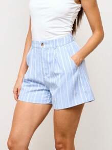 AiiRZ Premium High-Waisted Tailored Shorts Business Professional Summer Office Wear Striped Shorts