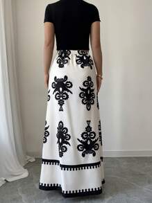 SHEIN Unity Women All Over Print Casual Skirt Maxi Women Fall Cloth For Women - Apricot - View 2