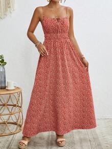 SHEIN VCAY Vestido casual de tirantes con estampado floral para vacaciones de mujer