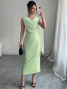 Selianne New Design Chiffon Splice Ruffle Dress For Women - Green - View 6