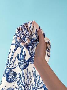 Soleia Set de 3 blusas de verano para mujer talla grande: Parte superior asimétrica con estampado oceánico azul, camisetas de tirantes blancos y negros