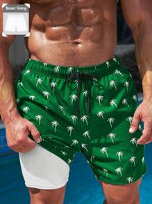 Manfinity VDAYZ Men's Random Printed Simple Daily Beach Shorts Milk Silk Lining - Multicolor - View 1