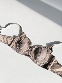 DAZY Sujetador sexy con insertos de encaje y malla acolchada, de peso ligero