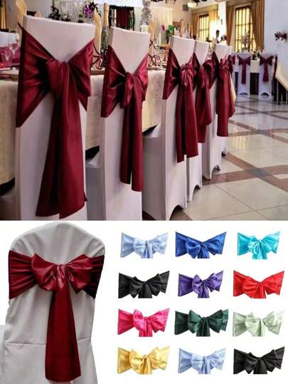 10pcs Satin Chair Sash Decoration Bowknot Ribbons , Chair Ribbon Ties Back Sash For Wedding ,Party,Events, Ceremony ,Graduation,Birthday,Reception Events Home Kitchen Decor,Wedding Decor(Multiple Colors Available)