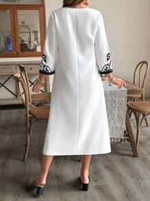 SHEIN Maternity Notched Neck Floral Print Casual Dress