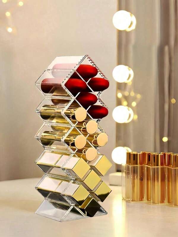 1Pc Lipstick Storage Box, Transparent Cosmetic Organizer With 16 Slots, Countertop Vanity And Desk Organizer, Gift For Mother, Classmates, Teachers, Women And Girls,  Decorations, Gifts