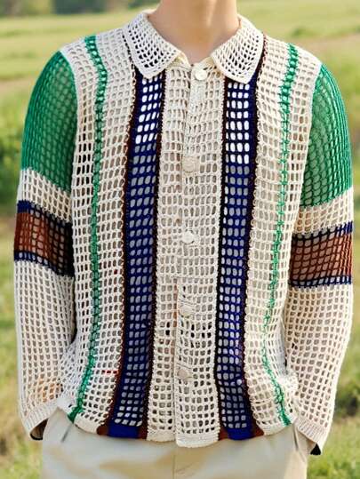 Manfinity CasualKnits Men's Simple Casual Daily Wear Cardigan