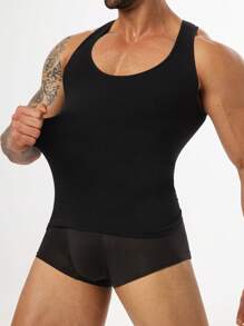 Men's Simple Solid Color Undershirt Shapewear Top - Multicolor - View 4