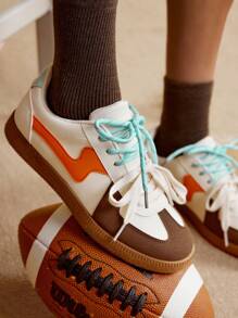 CUCCOO EASI Women's Retro/Vinta Ge Versatile Casual Sneakers, Flat Small White Shoes, 2024 New Spring Season Tainers - Orange - View 4