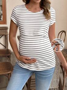 SHEIN Top de enfermería ajustada y cómoda con rayas