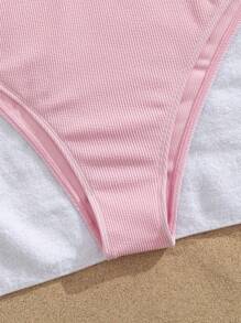 Swim Mod Bộ đồ bơi một mảnh mới dành cho nữ, thiết kế hình chữ thập cắt tròn với họa tiết sao biển kim loại, giúp kiểm soát bụng - Hồng - Xem 4