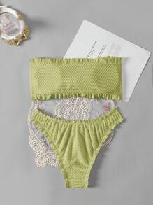 Swim Mod 女士纯色抹胸比基尼套装 - 黃色 - 查看 2