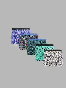 SHEIN 5pcs/Pack Tween Boys Cartoon Graphic Elastic Waist Comfy Briefs